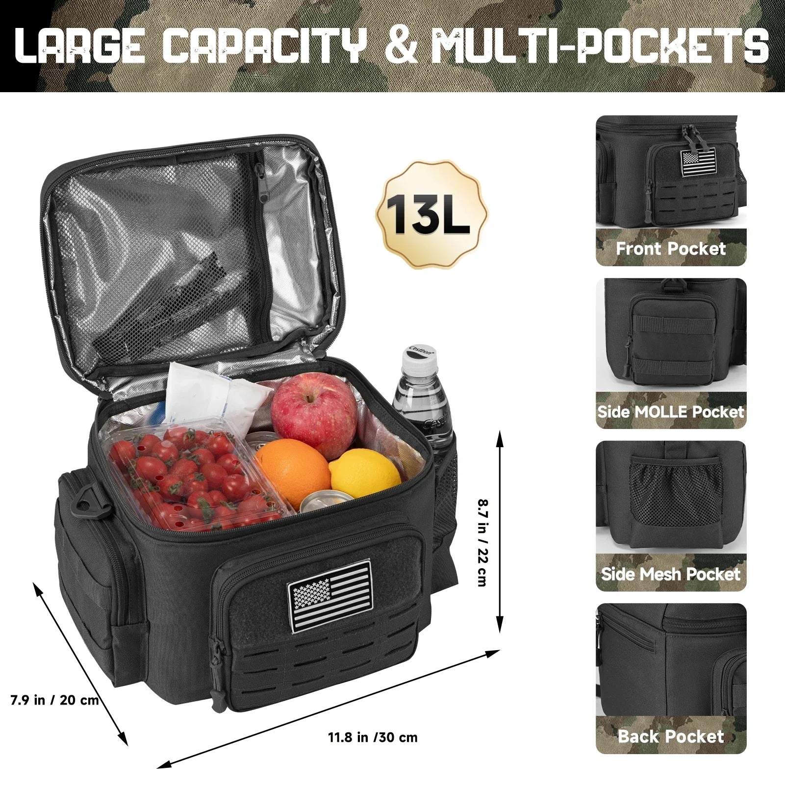 ReFire Gear 13L Tactical Cooler Bag – Insulated Lunch Backpack for Camping & Outdoors