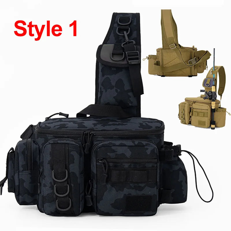 Tactical Fishing Bag with Rod Holder