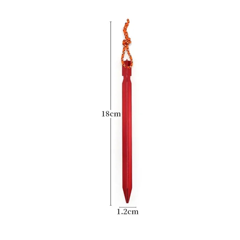 Aluminum Tent Stakes 10-Pack with Reflective Rope – 18cm Camping Pegs