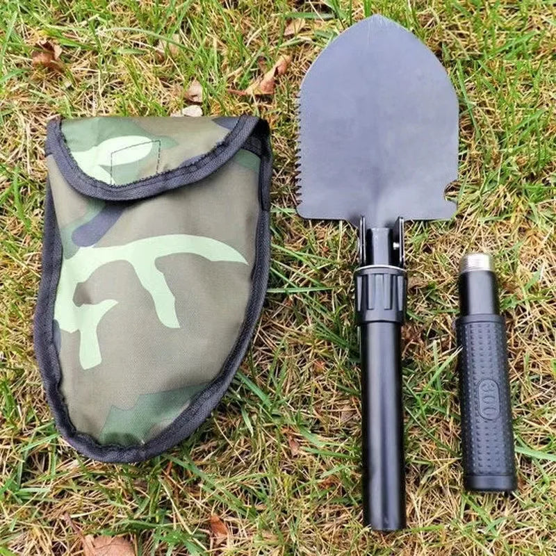 Military Folding Shovel – Multi-Function Camping Entrenching Tool with Carry Pouch