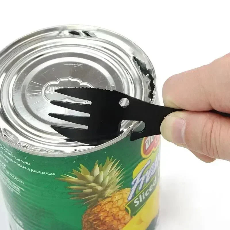 Stainless Steel Camping Utensil – Fork, Spoon & Opener