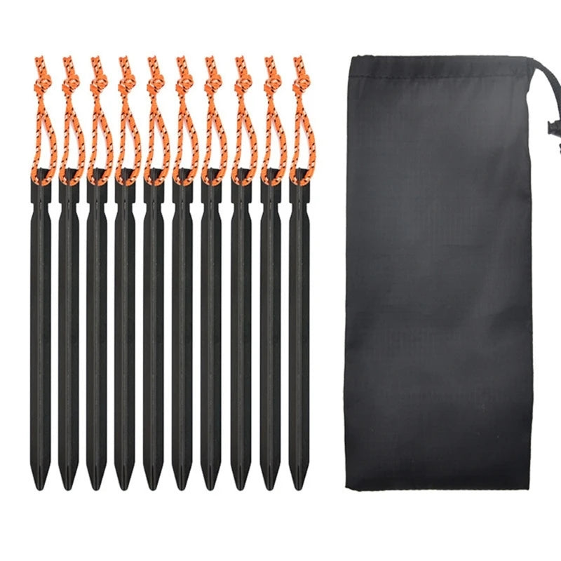 Heavy Duty Aluminum 10-Pack  Camping Pegs for Tents, Tarps & Canopies