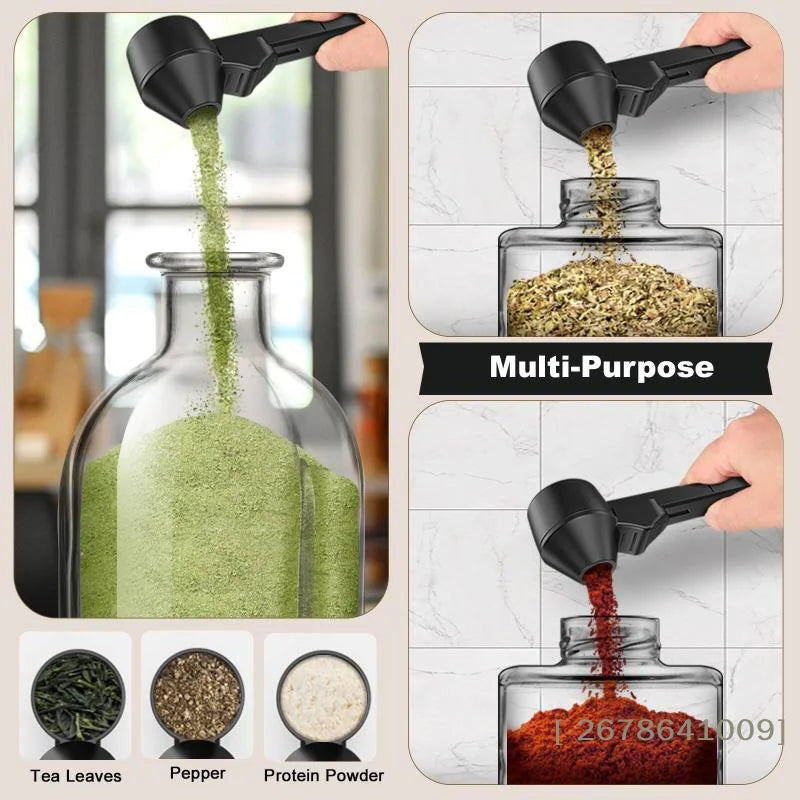 No-Spill Protein Powder Scoop with Sliding Funnel | Reusable Supplement Spoon