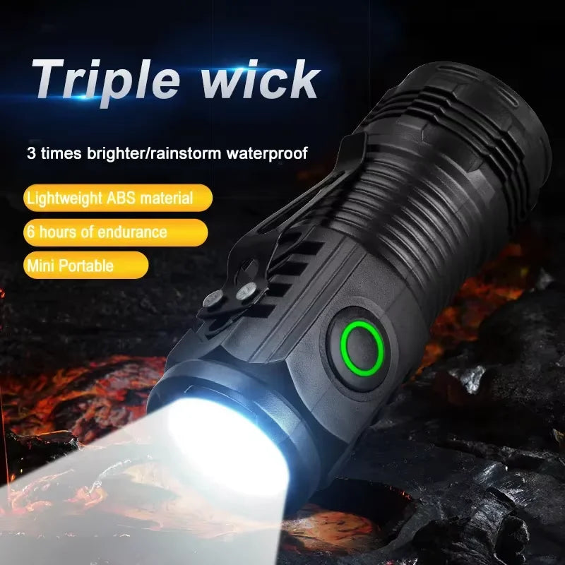 Mini LED Flashlight USB Rechargeable with Pen Clip