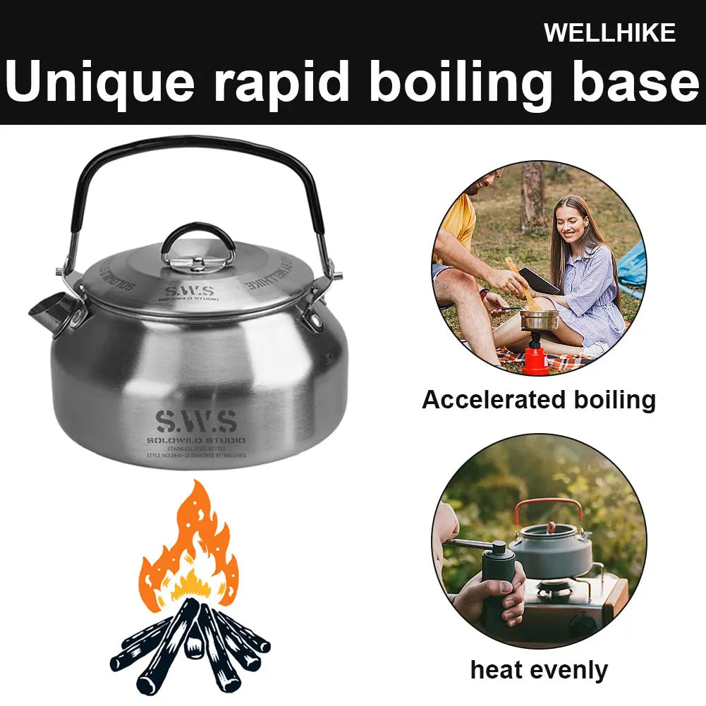 Ultralight Stainless Steel Camping Kettle (0.8L)