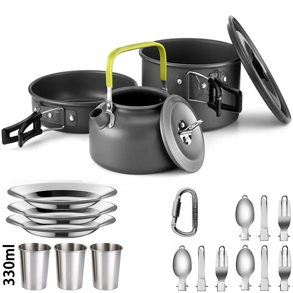 Camping Cookware Set with Folding Handles