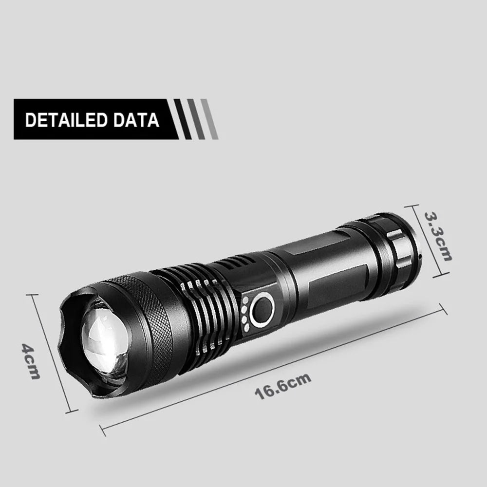 BERCOL Rechargeable Flashlight — 30W LED, IPX6 Waterproof, 5 Modes