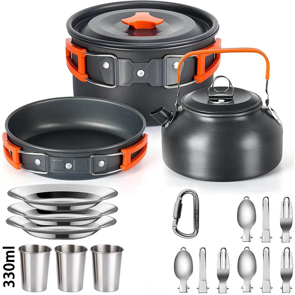 Camping Cookware Set with Folding Handles
