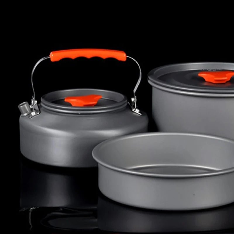 3-Piece Camping Cookware Set - Pot, Pan & Teapot with Bag