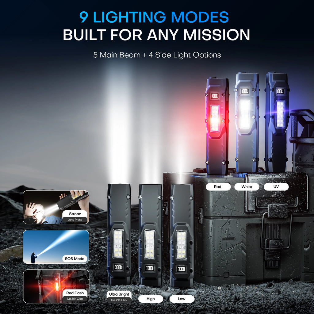 PASIION EDC Tactical Flashlight — Dual-Switch, Digital Display | Flat Pocket Light