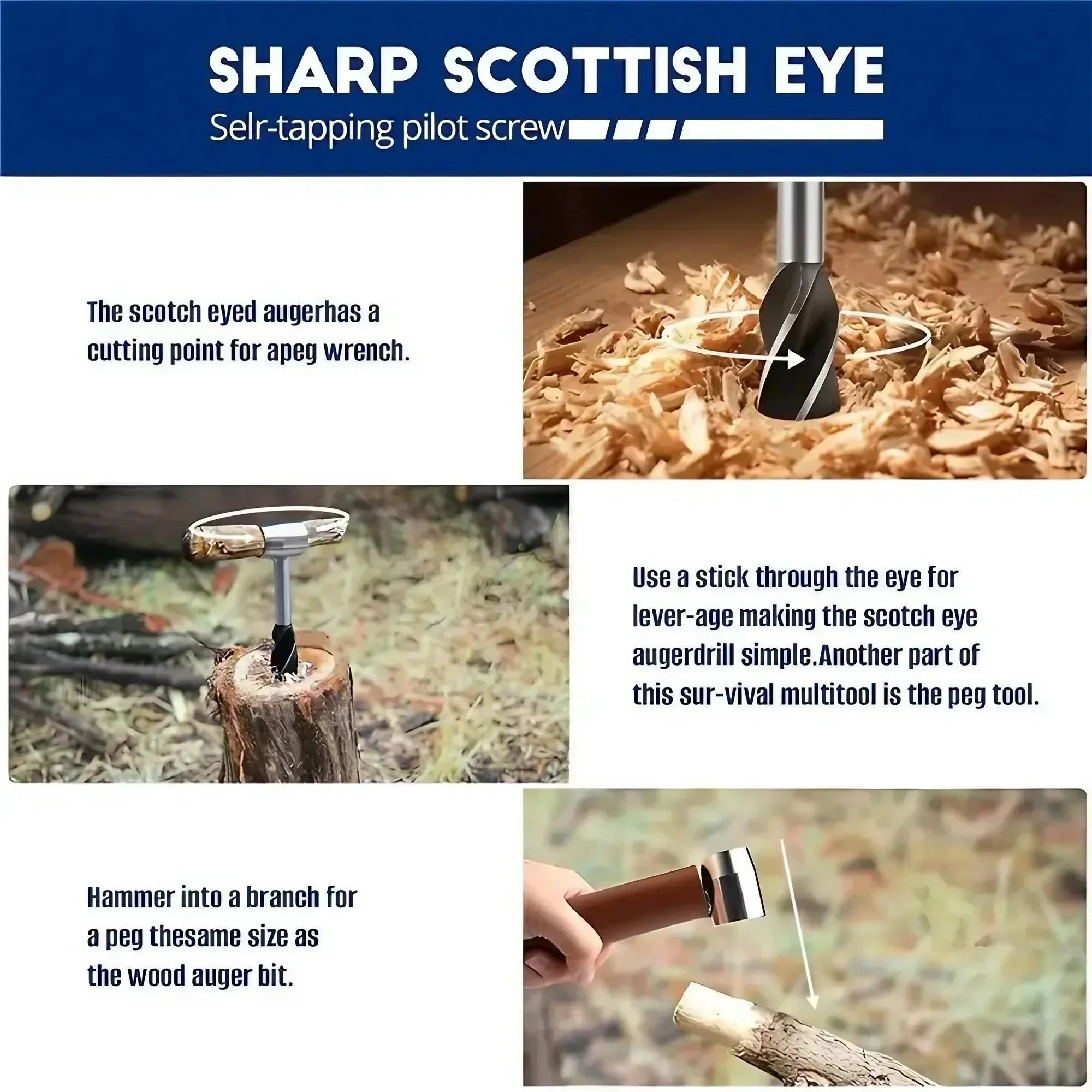 Bushcraft Multitool with Hand Drill - Camp Tool