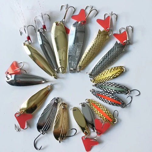 16 Piece Metal Spinner Lure kit with Storage Box
