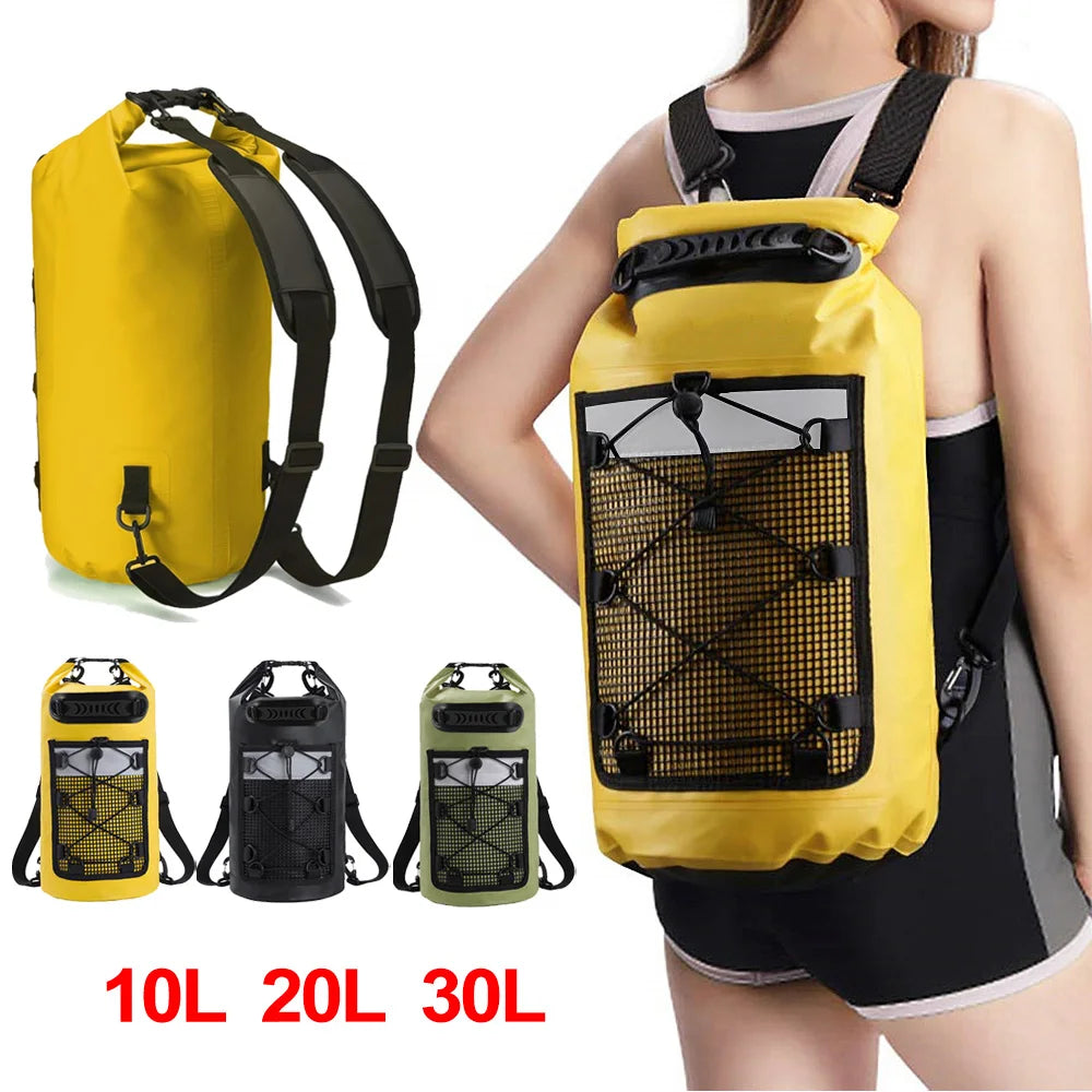 Waterproof PVC Dry Bag – 10L / 20L / 30L / 40L Roll-Top Pack for Kayaking, Rafting, Motorcycle & Camping