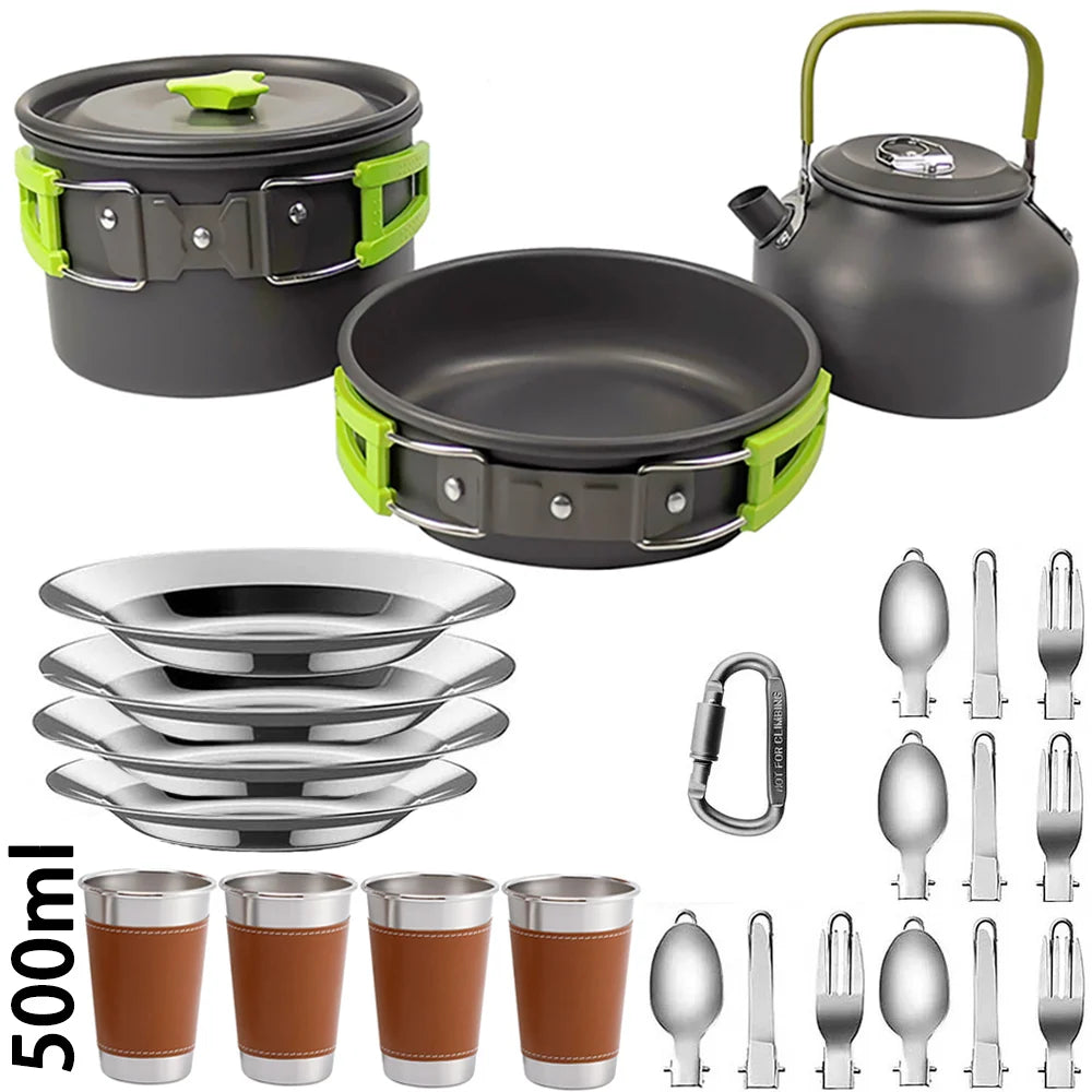 Camping Cookware Set with Folding Handles