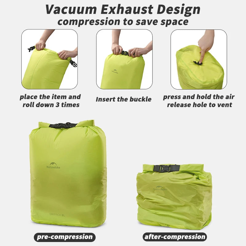 Naturehike Waterproof Dry Bag – Compression Roll-Top Sack for Kayaking, Rafting & Camping (2L / 4L / 8L)