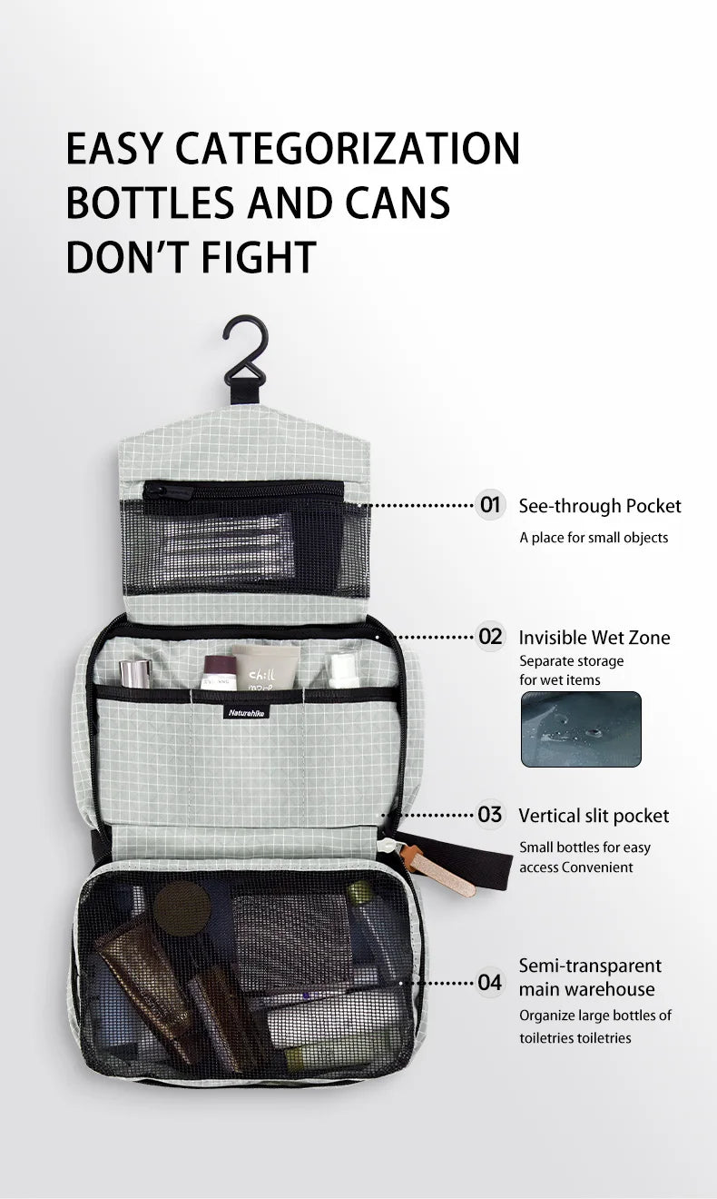 Naturehike  Toiletry Bag – Wet & Dry Separation Travel Organizer