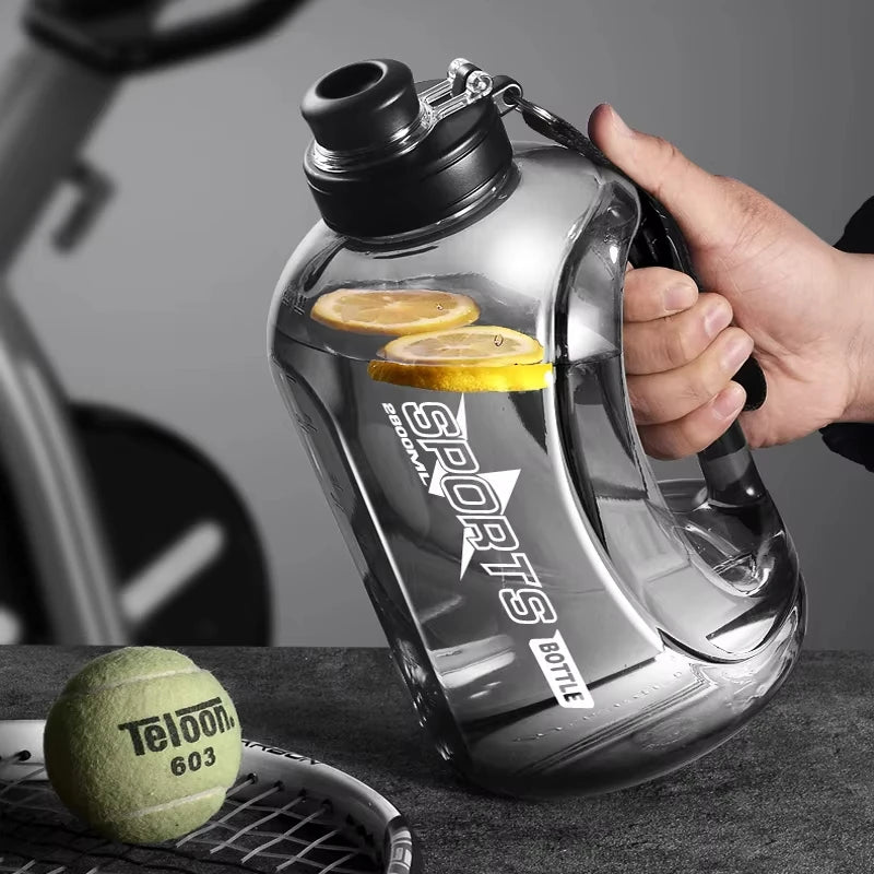 Large Capacity Sport Water Bottle with Straw & Strap – BPA-Free, 1.8L / 2.8L