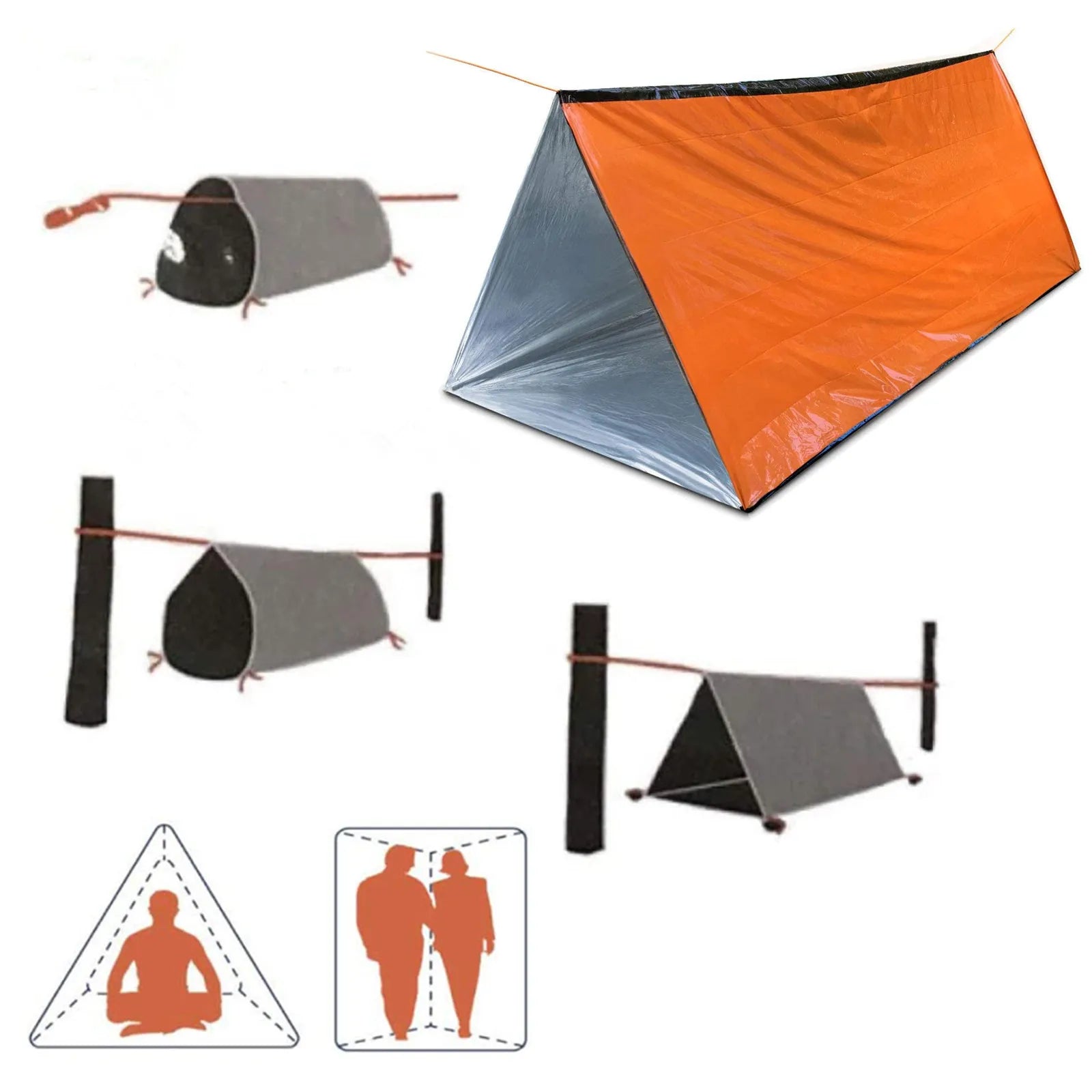 Emergency Mylar Survival Tent – 2-Person Waterproof Tube Tent & Thermal Shelter Kit