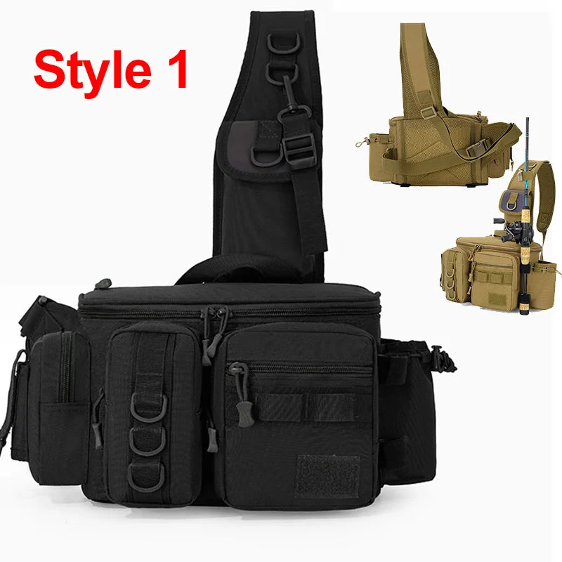 Tactical Fishing Bag with Rod Holder