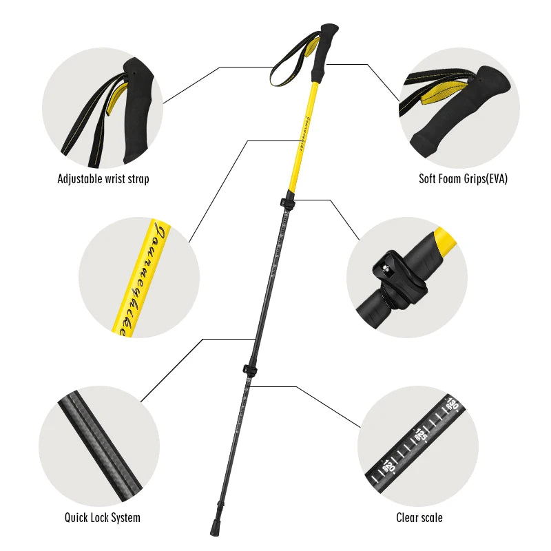 Carbon Fiber Trekking Poles with Anti-Shock - Pair