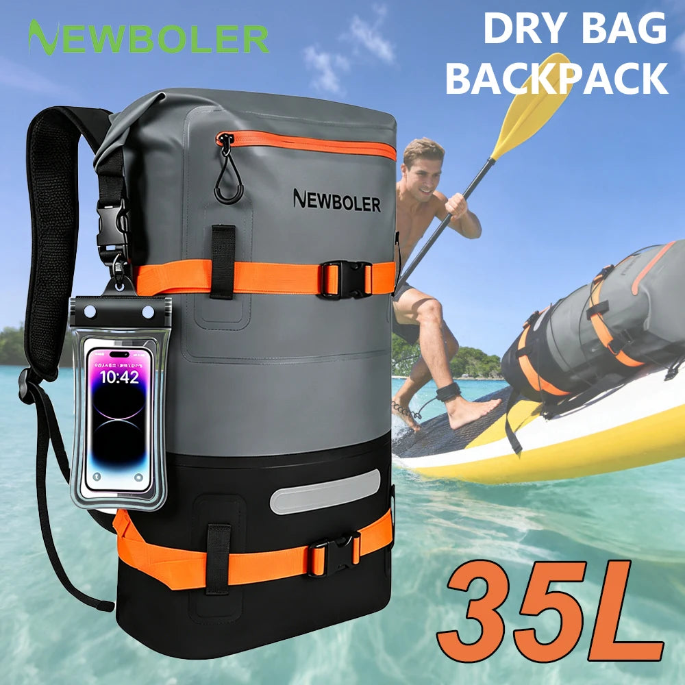 35L Waterproof Dry Bag – PVC Roll-Top Backpack for Motorcycle, Kayak, Rafting & Camping