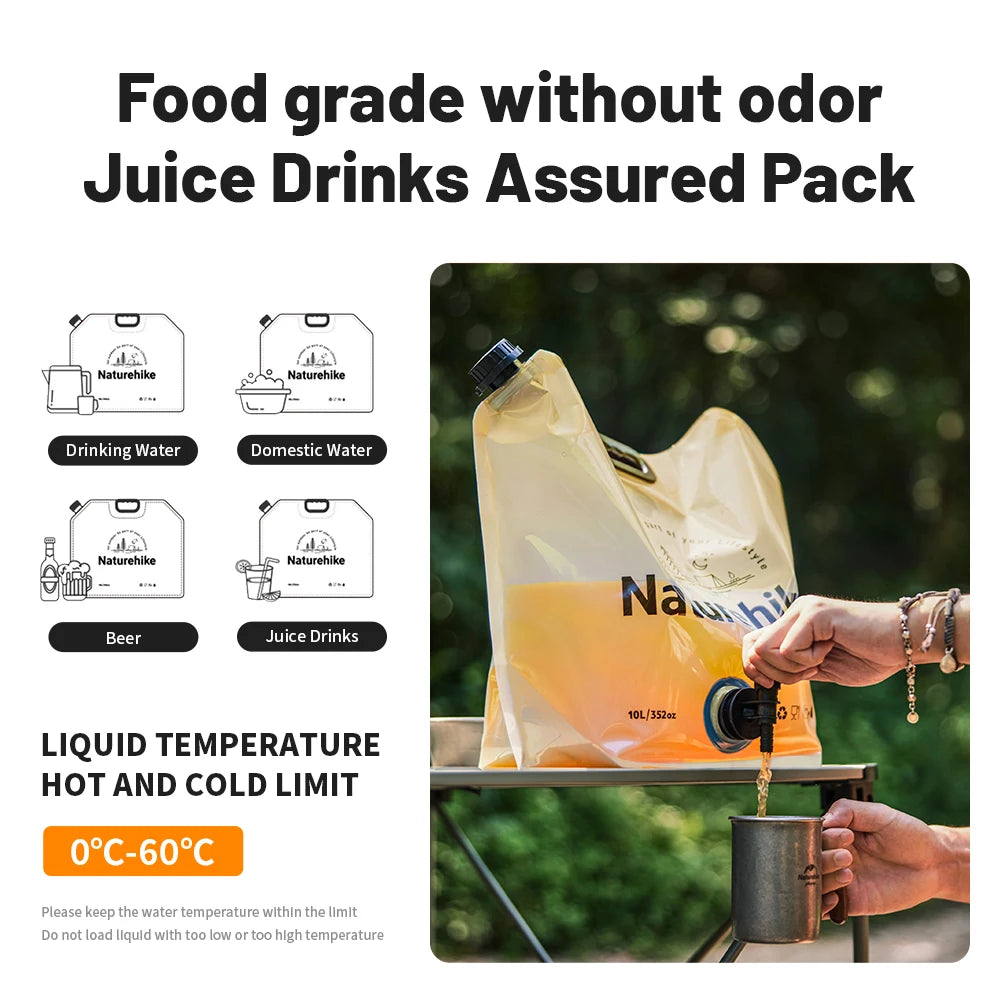 Naturehike 10L Folding Water Storage Bag – Leak-Proof Collapsible Container for Camping & Hiking