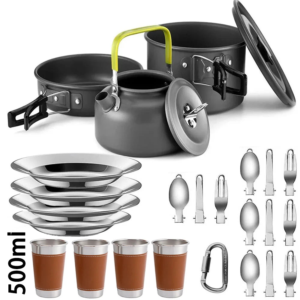 Camping Cookware Set with Folding Handles