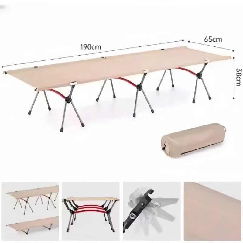 Portable Folding Camp Cot — Lightweight Aluminum, 330 lb Capacity, High & Low Positions