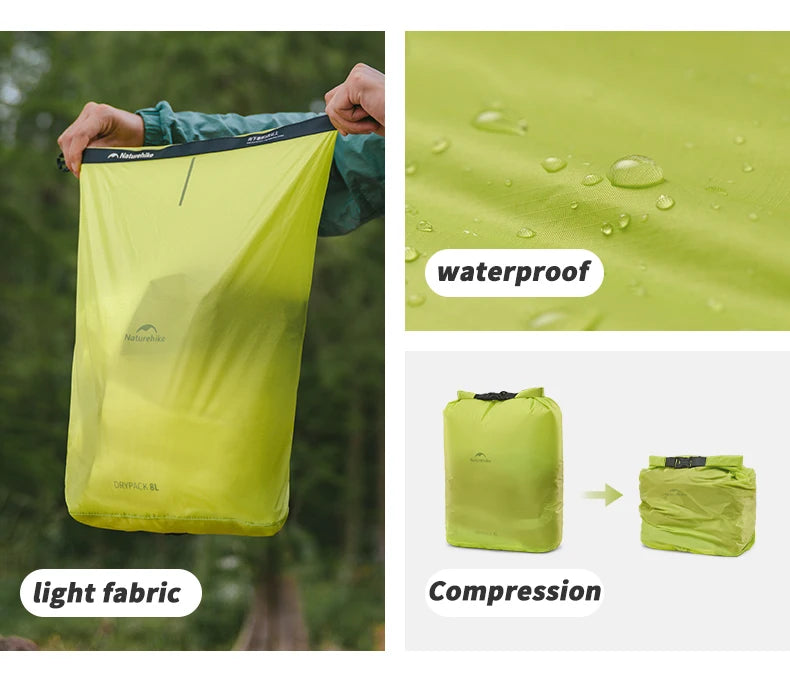 Naturehike Waterproof Dry Bag – Compression Roll-Top Sack for Kayaking, Rafting & Camping (2L / 4L / 8L)