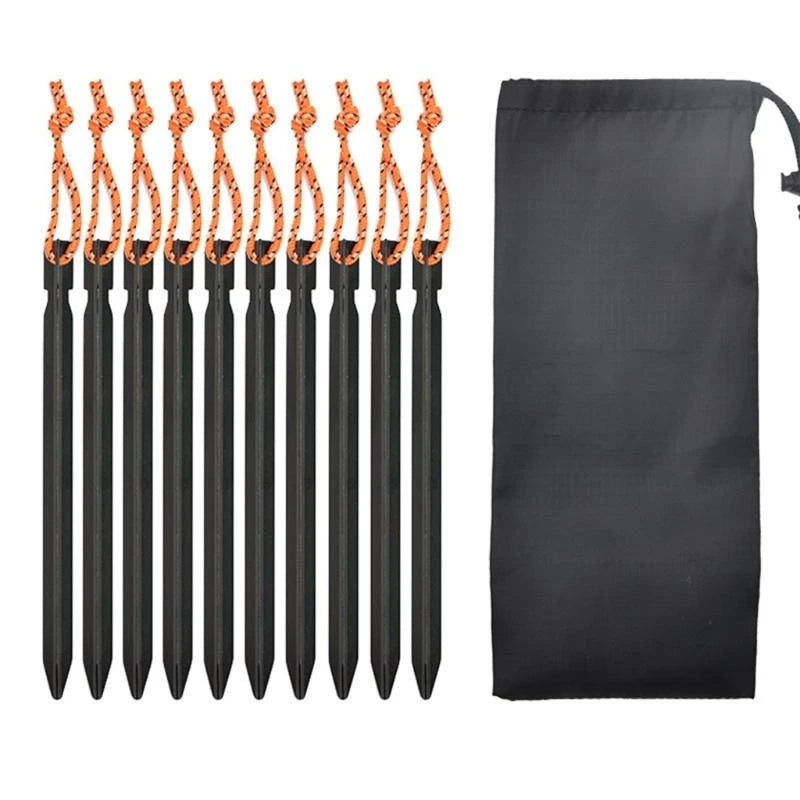 Heavy Duty Aluminum 10-Pack  Camping Pegs for Tents, Tarps & Canopies