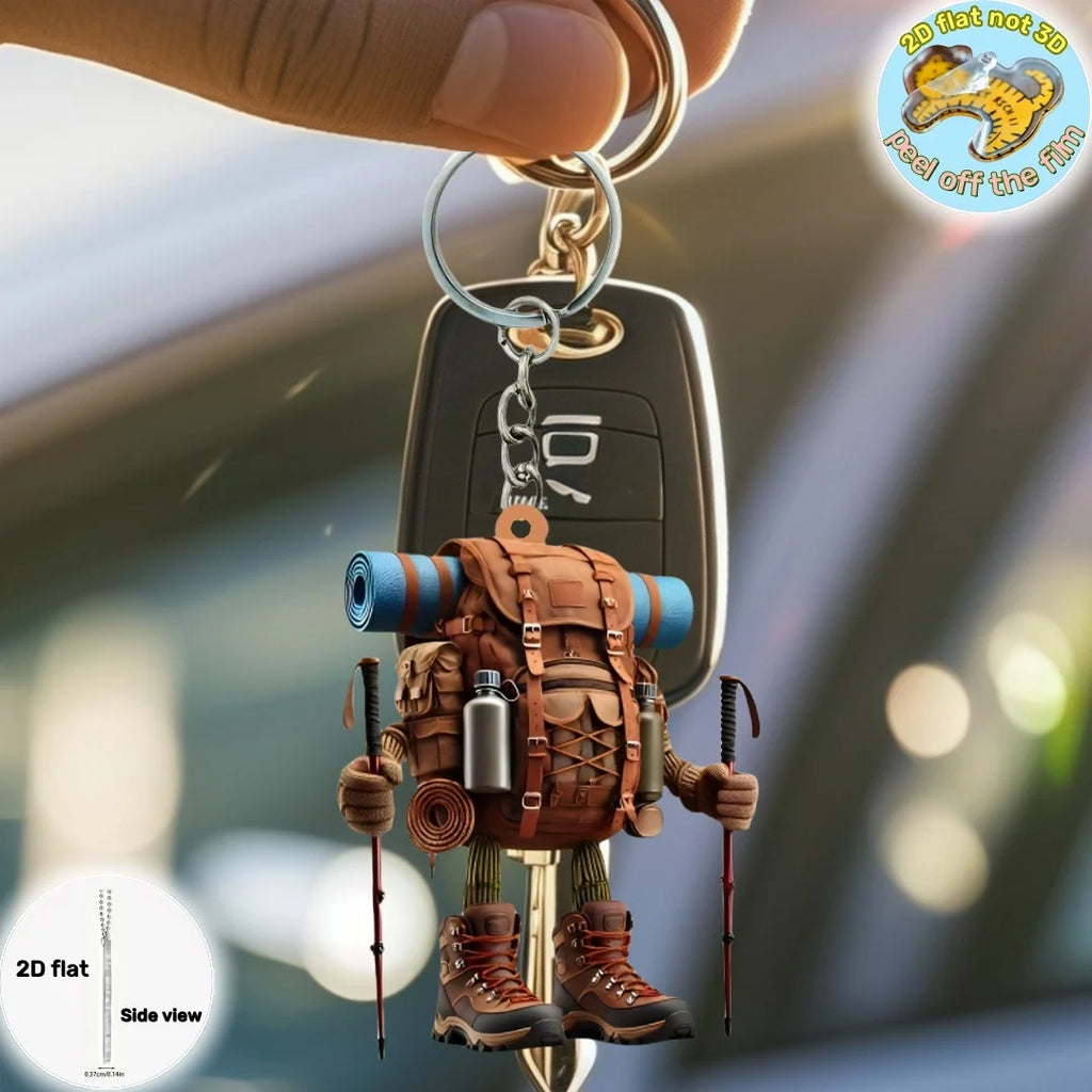 Hiking Backpack Acrylic Charm – Flat Hanging Ornament