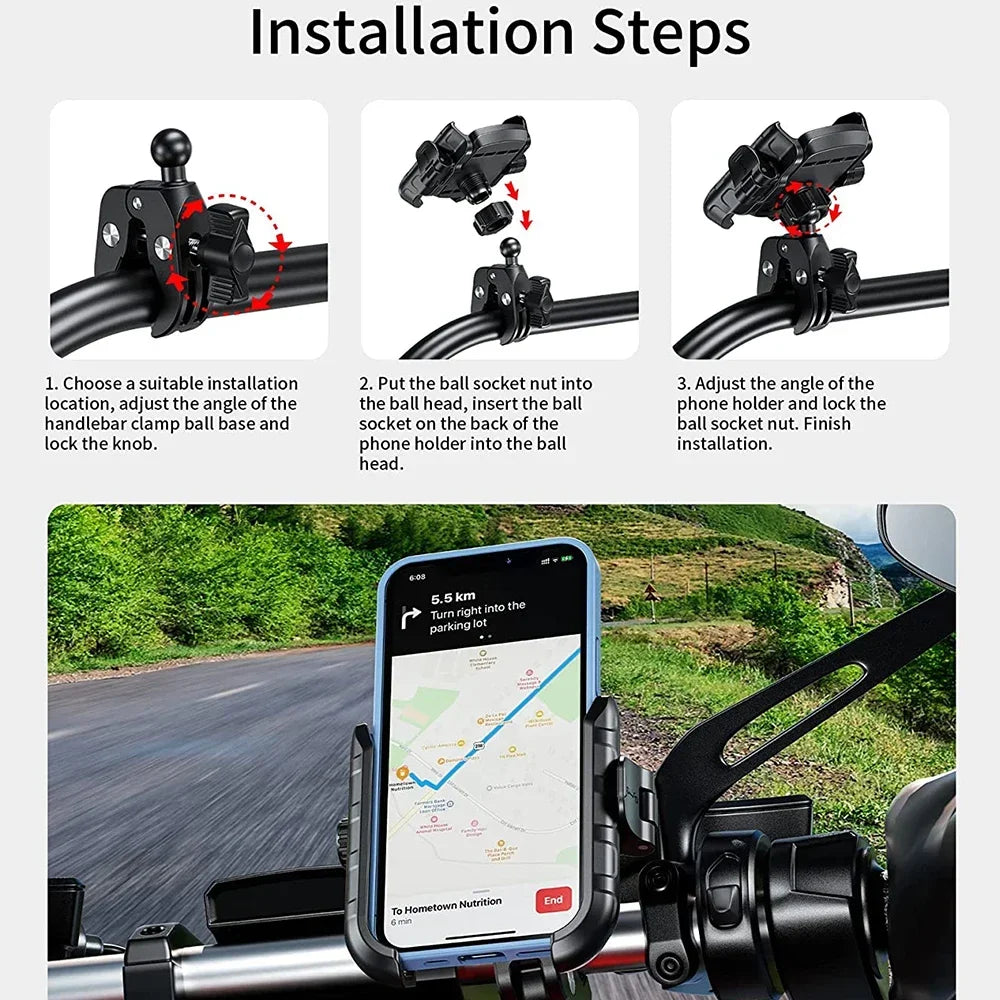 Apex Rush Aluminum Motorcycle Phone Mount - 1-Second Lock System