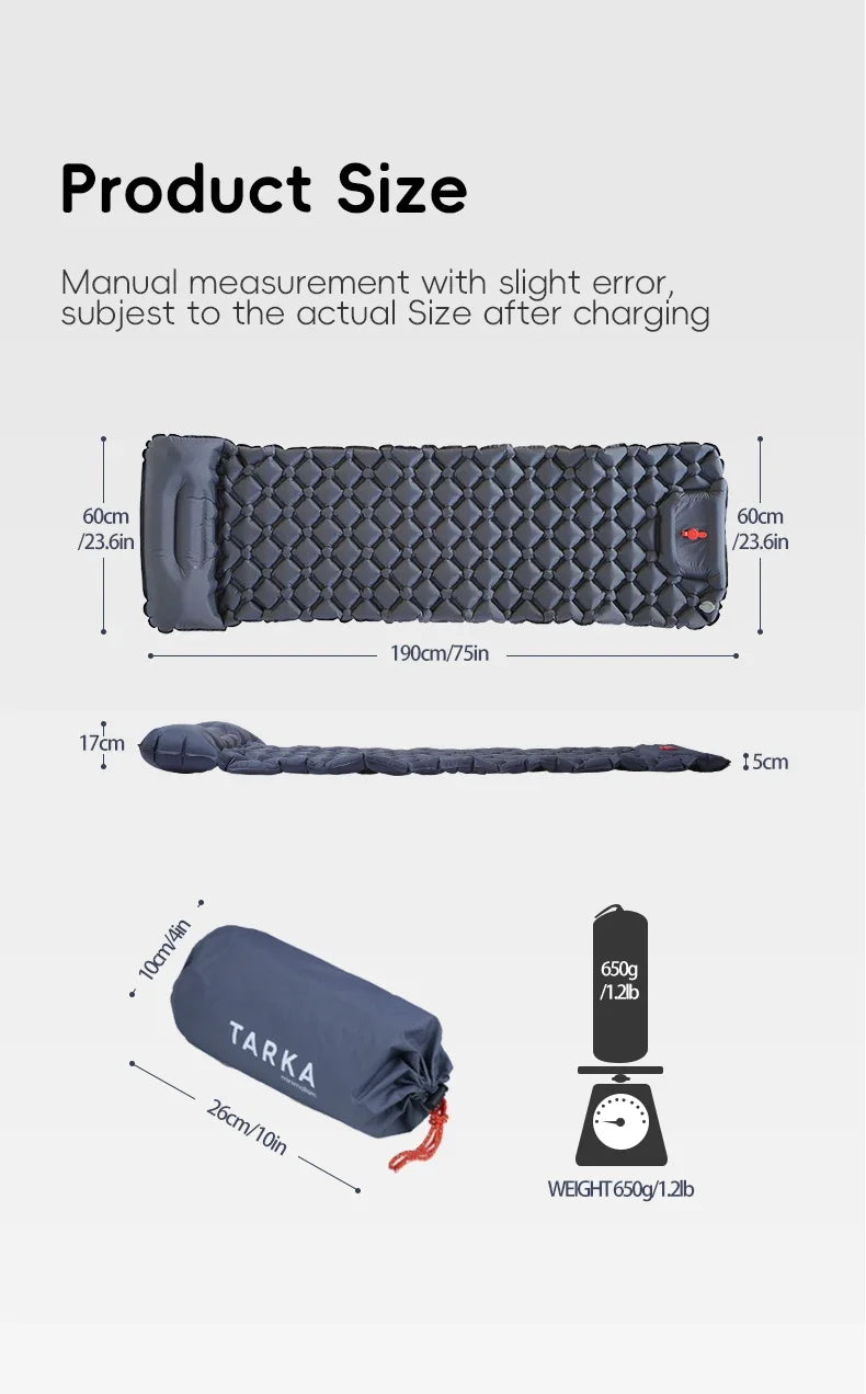 Self-Inflating Camping Mat with Pillow for Moto-Camping