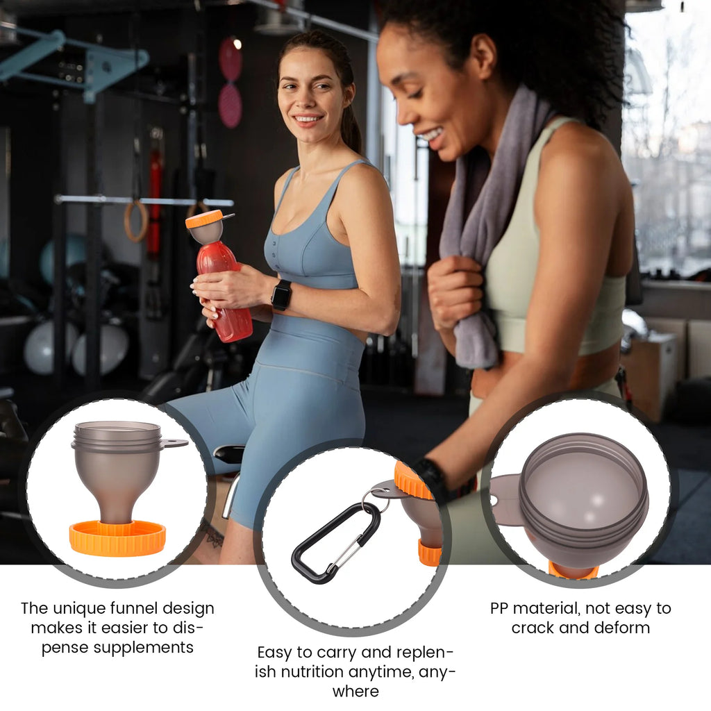 9Pcs Protein Powder Funnel Set 50ml Portable Mini Protein Powder Bottle Carabiner & Reinforced Cap for Workout Fitness Traveling