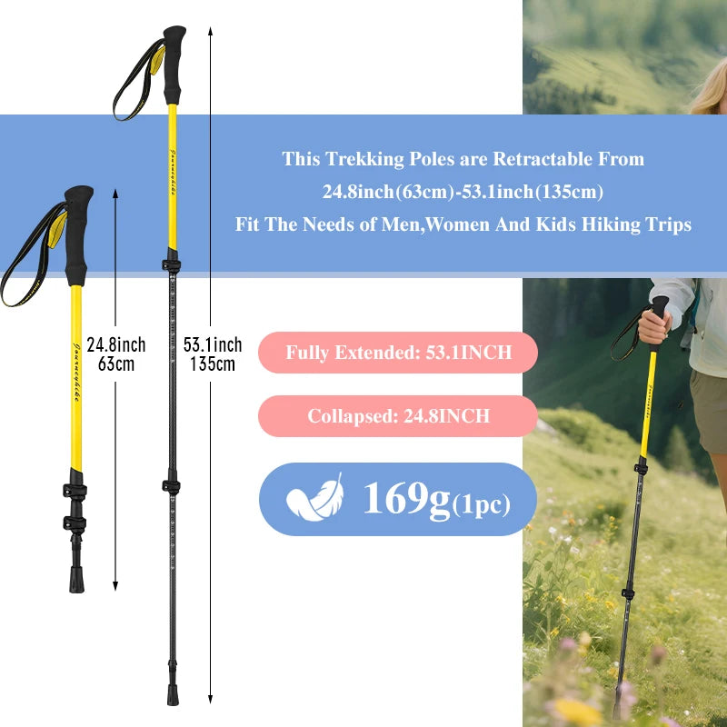 Carbon Fiber Trekking Poles with Anti-Shock - Pair