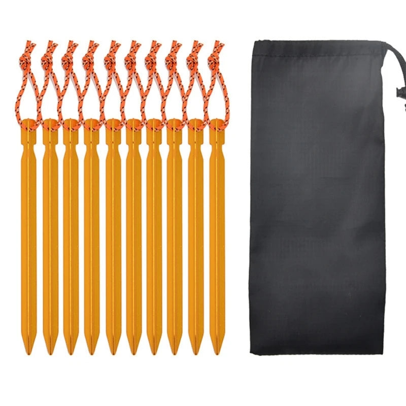 Heavy Duty Aluminum 10-Pack  Camping Pegs for Tents, Tarps & Canopies