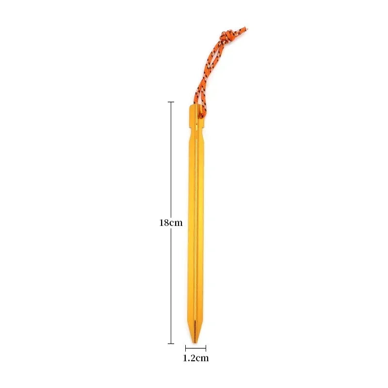 Aluminum Tent Stakes 10-Pack with Reflective Rope – 18cm Camping Pegs