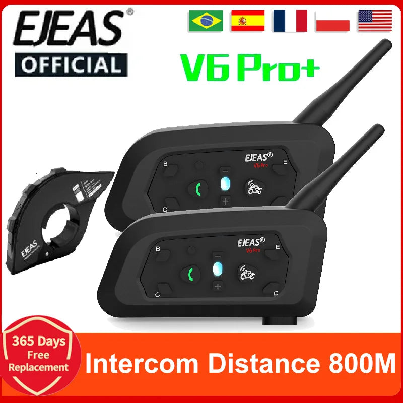 EJEAS V6 PRO+ Motorcycle Helmet Intercom