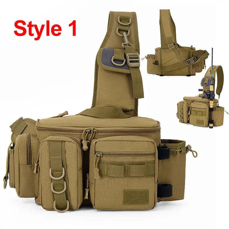 Tactical Fishing Bag with Rod Holder