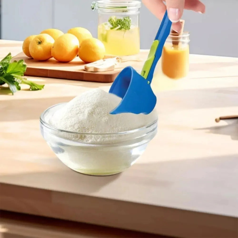 Material Mess-Free Protein Powder Scoop - Sliding Funnel for Milk & Supplements Kitchen Gadget for All Occasions Measuring Spoon