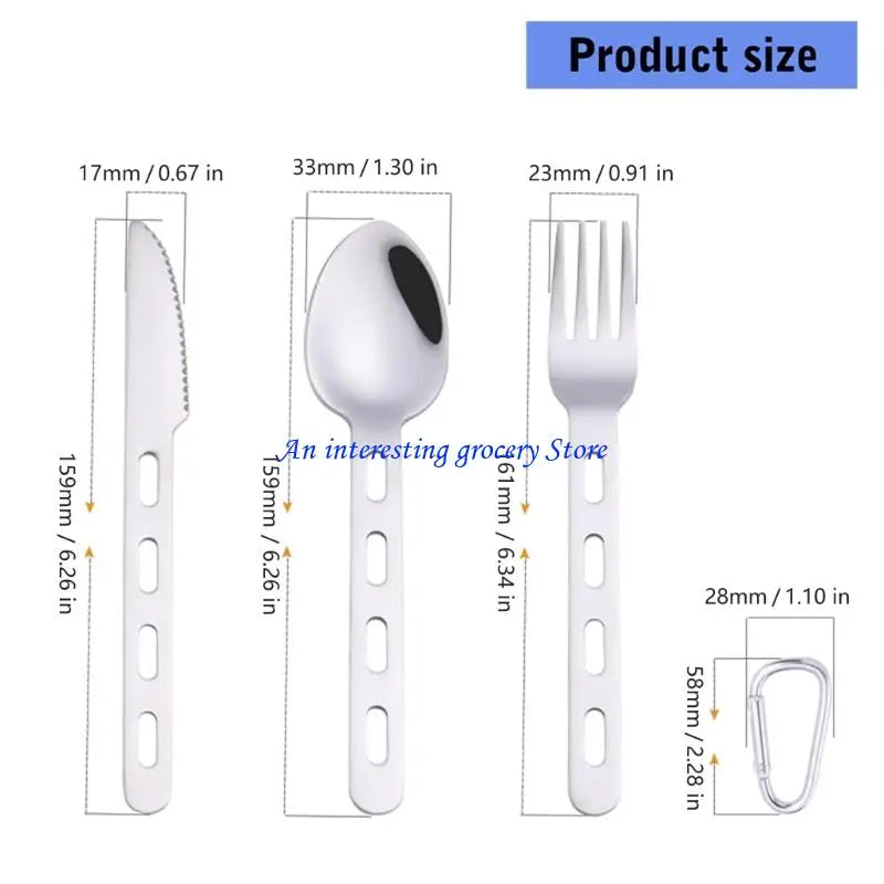 4-Piece Stainless Steel Camping Utensil Set — Lightweight Fork, Spoon & Cutter for Hiking & Outdoor Dining
