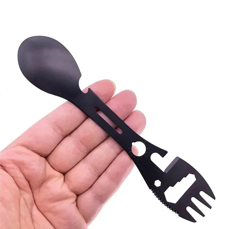 Stainless Steel Camping Utensil – Fork, Spoon & Opener