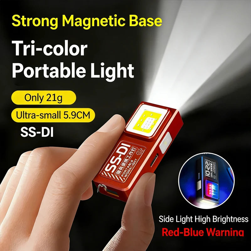 Compact LED Flashlight - Rechargeable Magnetic Clip Light