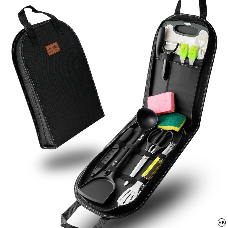 Camping Cookware & Cutlery Storage Bag — Handheld Organizer for Outdoor Cooking