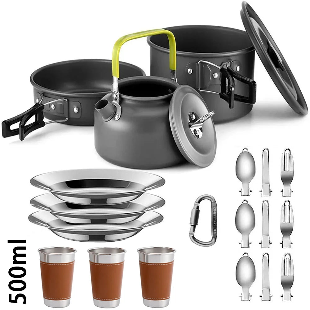 Camping Cookware Set with Folding Handles