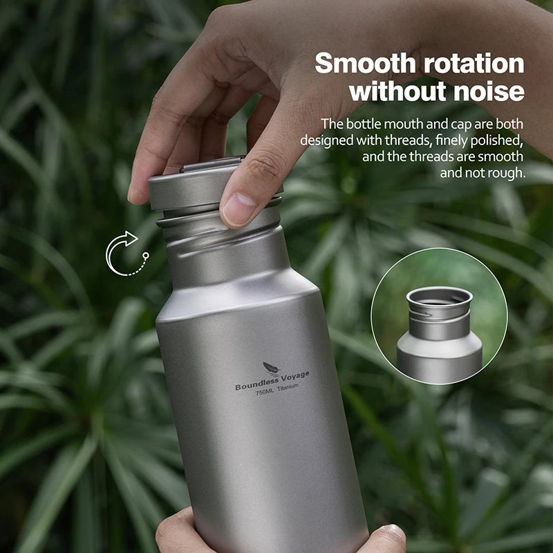 Boundless Voyage Titanium Water Bottle – Wide Mouth, Leak-Proof, Lightweight