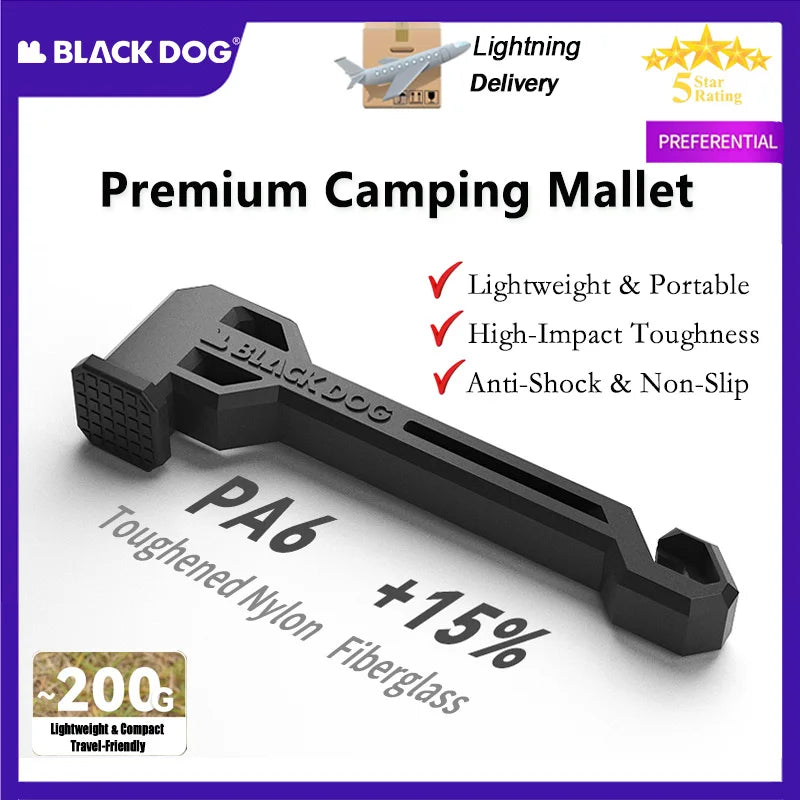 BLACKDOG Camping Mallet - Lightweight Nylon Hammer with Stake Puller for Tent Stakes