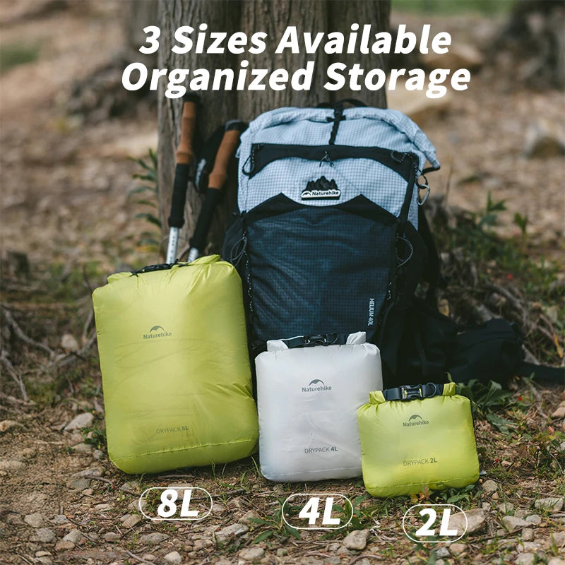 Naturehike Waterproof Dry Bag – Compression Roll-Top Sack for Kayaking, Rafting & Camping (2L / 4L / 8L)
