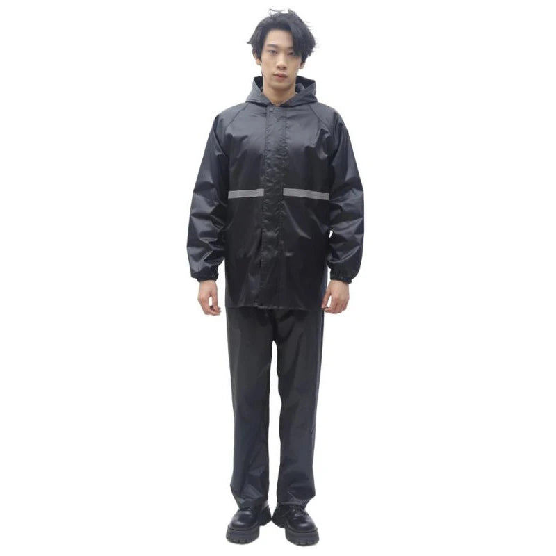 2-Piece Motorcycle Rain Suit with Reflective Strips