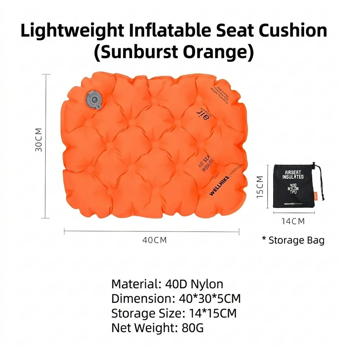 Ultralight Inflatable Seat Cushion — 80g Portable Lumbar & Sit Pad for Camping, Hiking & Travel